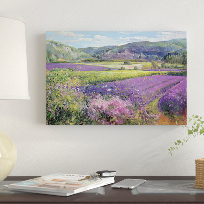 «Lavender Fields», reproduction sur toile, H 8 po x l 12 po x P 0,75 po, Pas de tapis, Toile tendue
