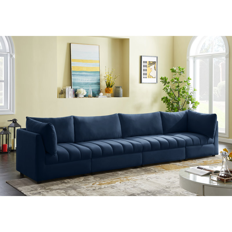 Ensoll Velvet Modular Sofa, Navy Velvet