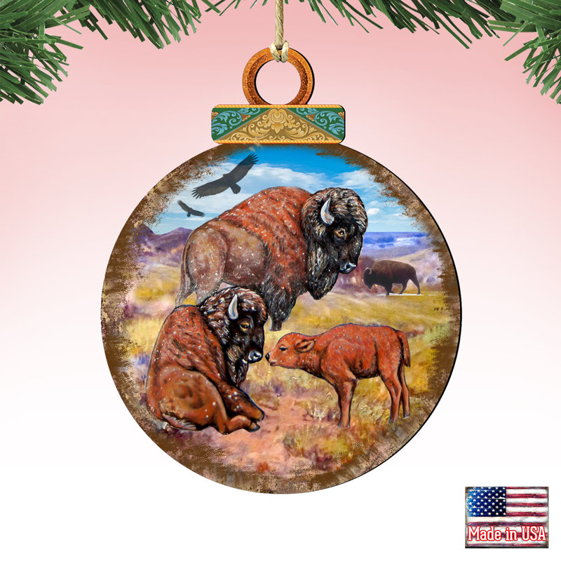 Ornement boule en bois Tidaholm Buffalos