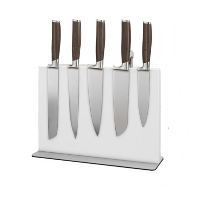 Magnetic Knife Block, Double-Sided Magnetic Knife Holder, Universal Multi-function Display Rack for Kitchen Counter, (White)