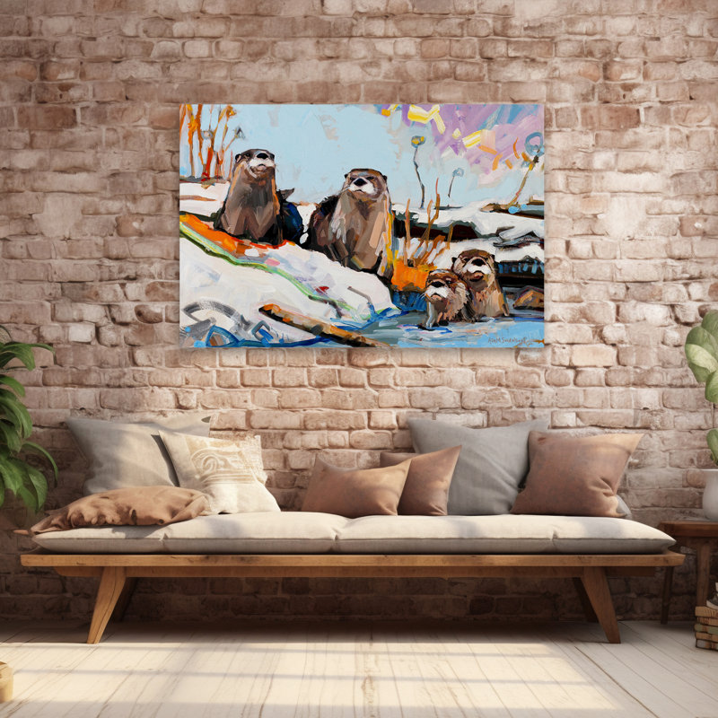 Feux d'artifice - animaux contemporains, faune, rivières, ruisseaux, art de neige, H 40 po x l 60 po