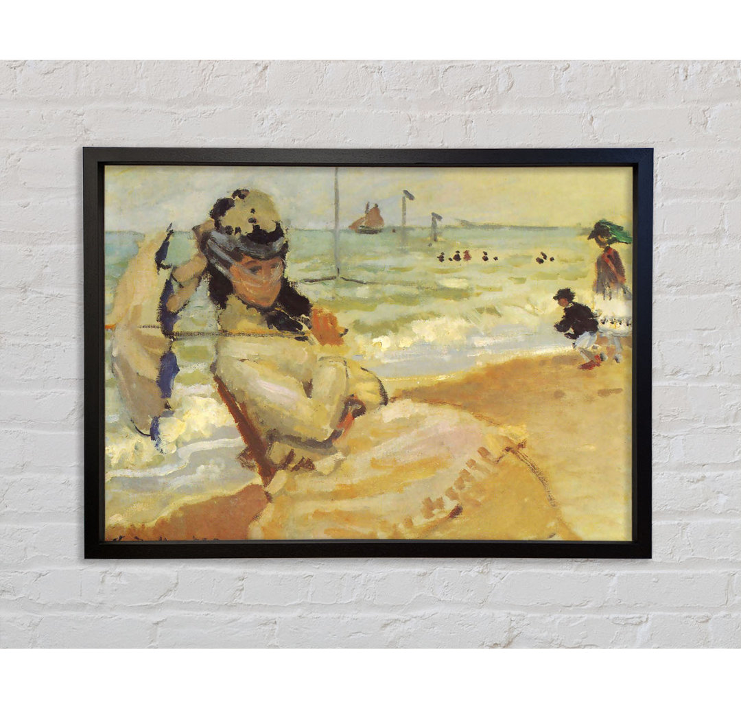 Camille am Strand von Trouville von Claude Monet - Einzelbildrahmen Kunstdrucke auf Leinwand