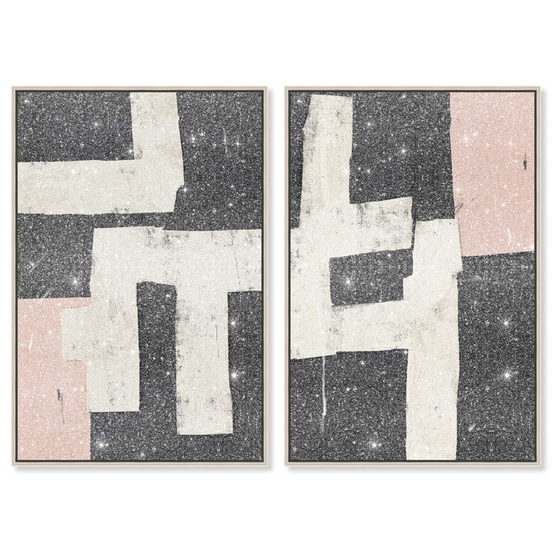 Placed Together Set Set by Oliver Gal, 37"H x 55"W, Silver Floater Frame