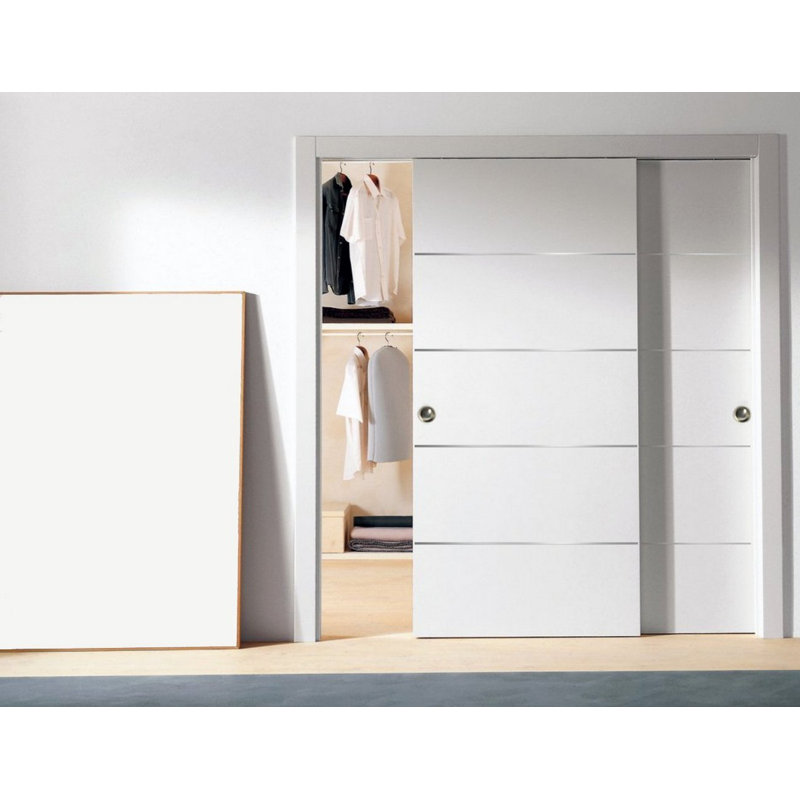 Planum Flush Wood Sliding Closet Doors, 72" x 96", White