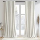 Ike Velvet 100% Blackout Curtains , Back Tab Hooks Drapes,Room Darking Thermal Insulated Drapes(Set of 2,With Hooks)