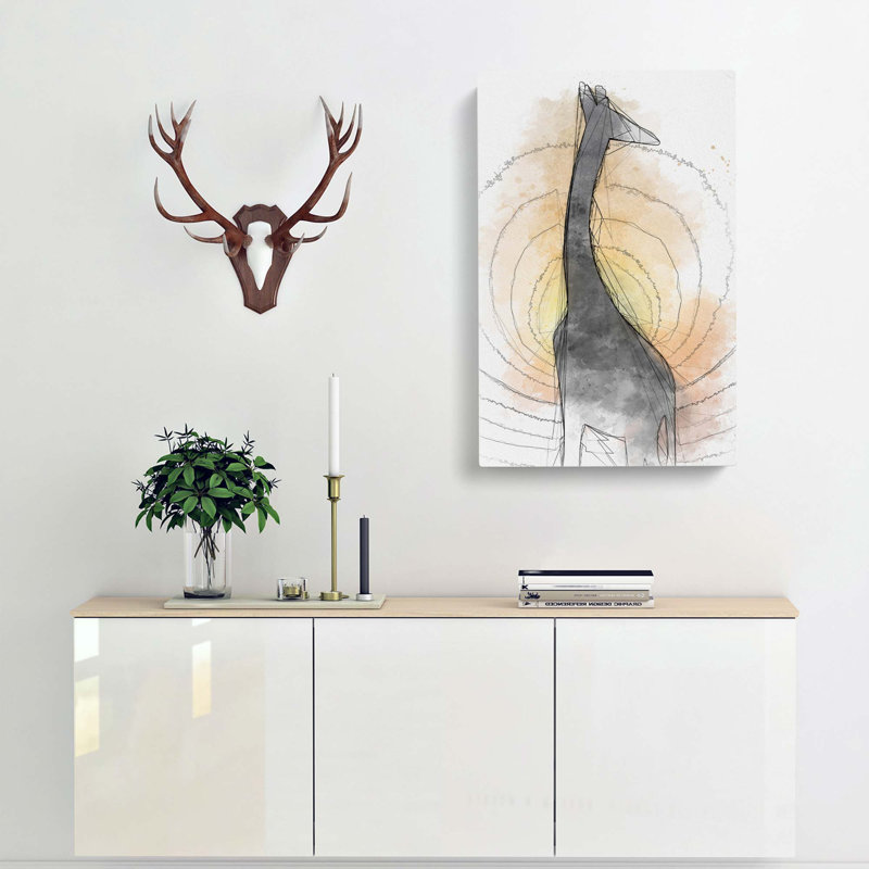 The Silhouette Of A Giraffe In Abstract - Wrapped Canvas Print, 76cm H x 50cm W x 3cm D