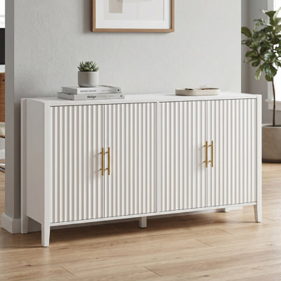 Crédence de 61 po à 4 portes avec classeur en bois et tablettes réglables