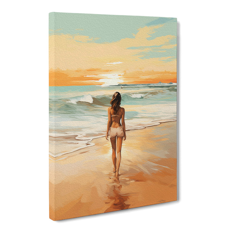 Beach Gestural Art - Wrapped Canvas