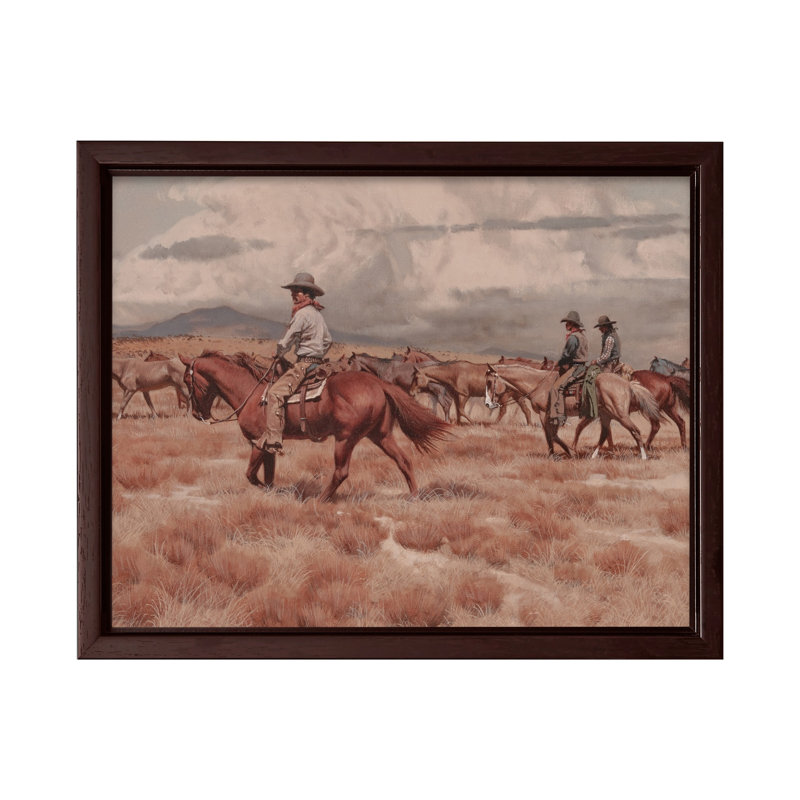 Frank McCarthy - Avec le Remuda, Canvas, 18"H x 24"W, Brown Framed