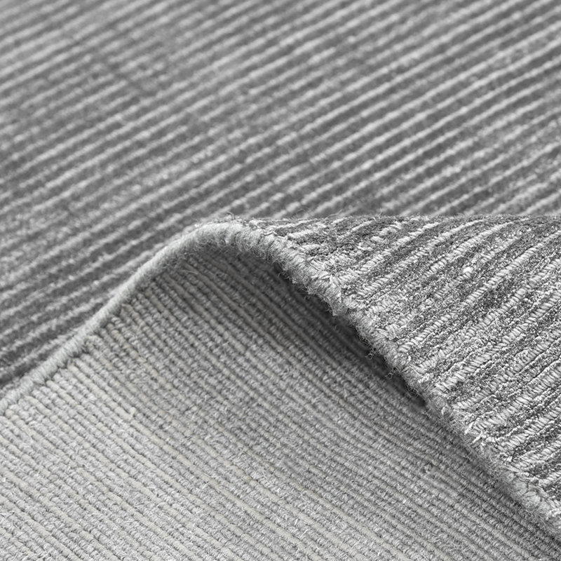 Cordi Hand Knotted Striped Area Rug in Gray, Rectangle 3' x 5'