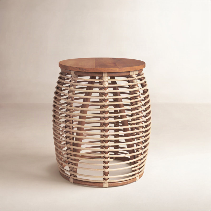 Kiyana Solid Wood Top End Table, Natural