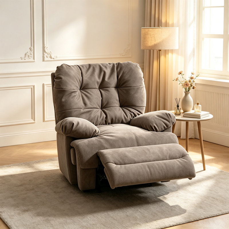 Fauteuil inclinable moderne en similicuir taupe
