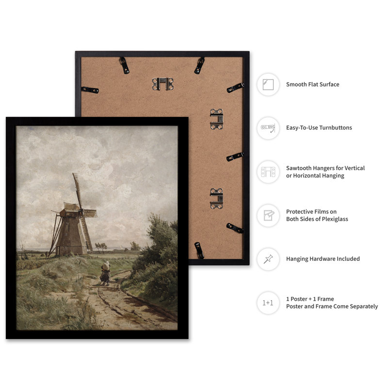 Moulin à vent près d'Ahrenshoop, 11"H x 14"W, Poster, Black Framed