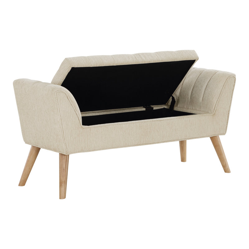 Keltron Polyester Upholstered Storage Bench, Linen