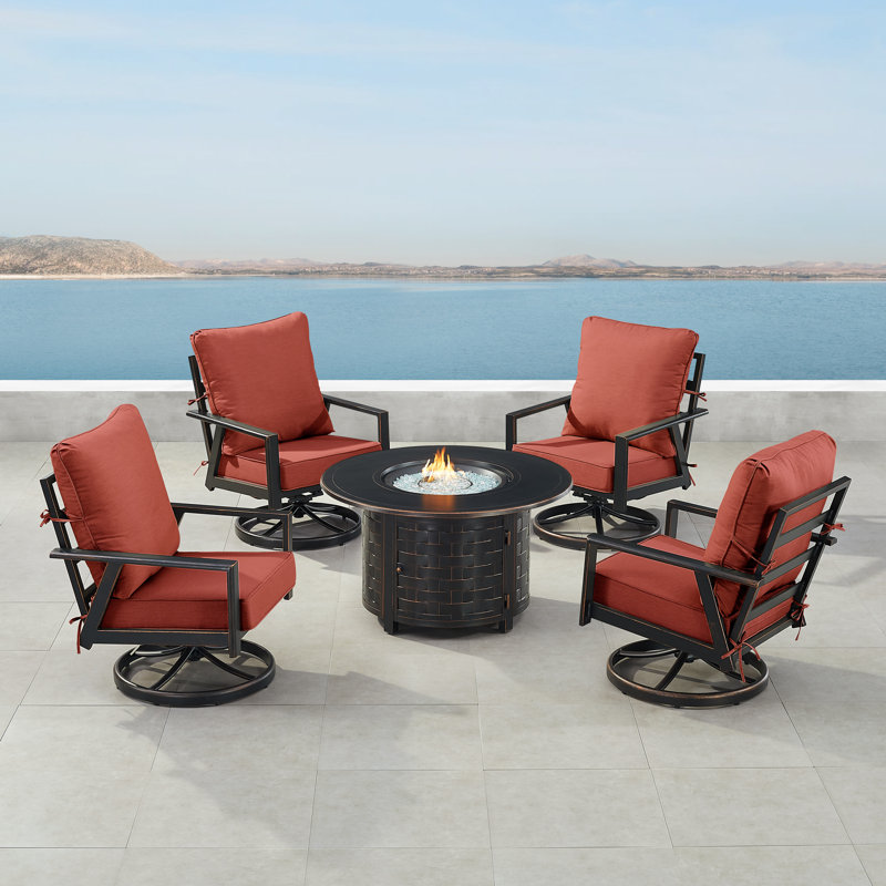 Temmo 4 - Person Patio Conversation Set with Cushions, Red