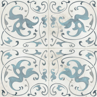 Teal Tile Collection VIII by June Erica Vess - Wrapped Canvas Painting