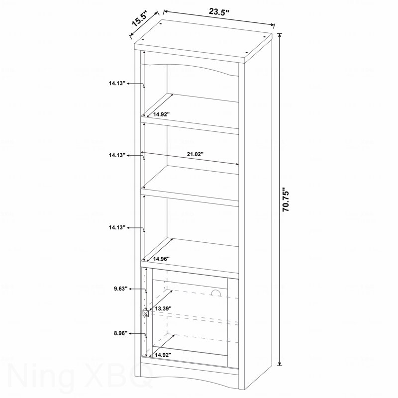 Tour média en bois d'ingénierie à 3 tablettes, Blanc