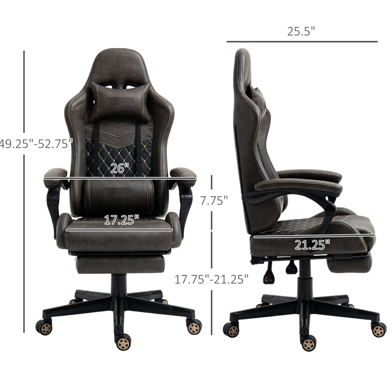 Fauteuil inclinable confortable en cuir de polyuréthane brun, réglable, repose-pieds, fauteuil lombaire à hauteur réglable