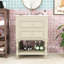 Meuble-lavabo autoportant rétro avec lavabo en céramique ultrabrillant, grand rangement et tablette ouverte-465306565