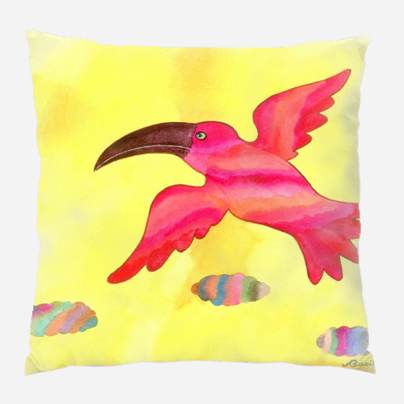Coussin décoratif aquarelle Kozak, Microsuède, Intérieur