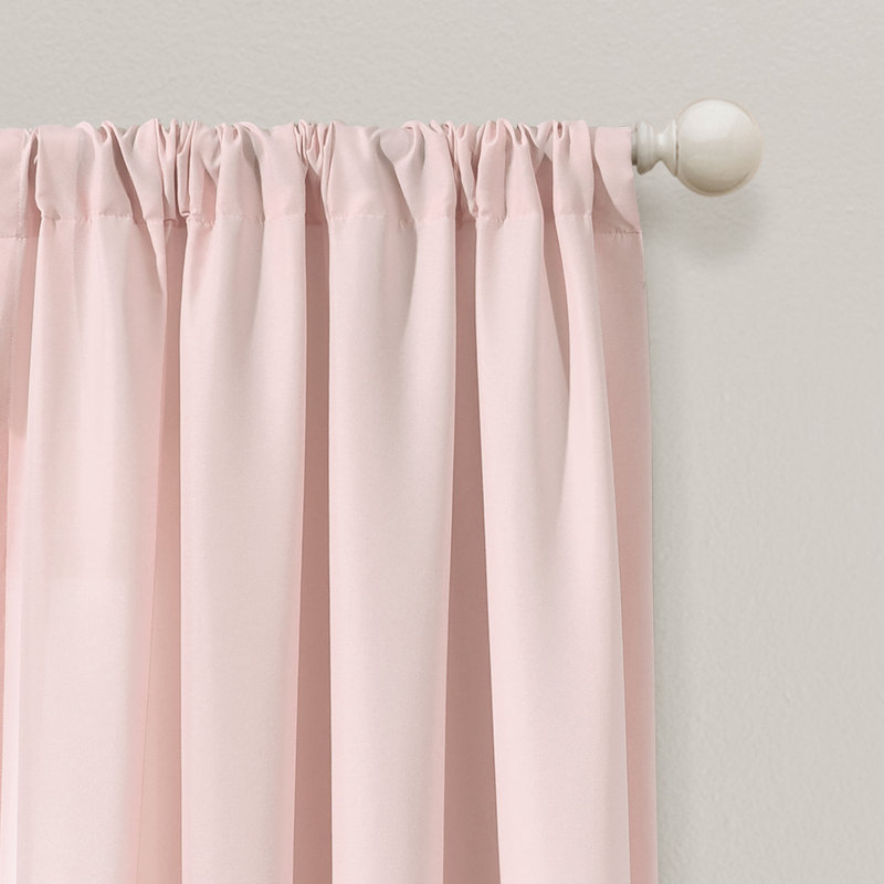 Semi Sheer Curtain Pair, Blush/White