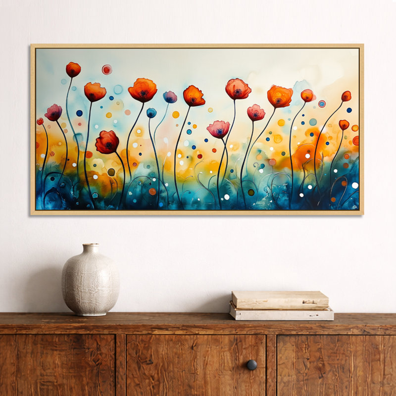 Orange orange Eli I - art mural encadré floral orange, impressions sur toile nature, H 24 po x l 32 po