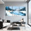 «Winter forest Winter Landscape with Snowy Trees and River», ensemble de 3 impressions sur toile-776738237