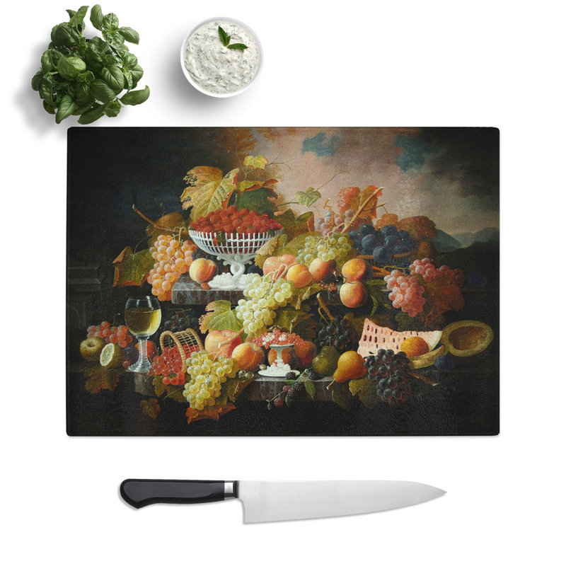 Still Life with Flowers and Fruit Vol.1 by Severin Roesen Chopping Board, 0.4cm H x 20cm W x 28.5cm L