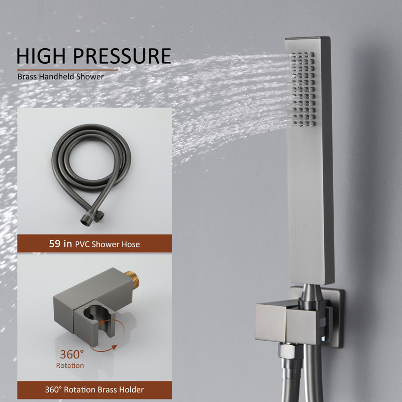 Robinet de douche Calder avec valve brute, Chrome poli noir