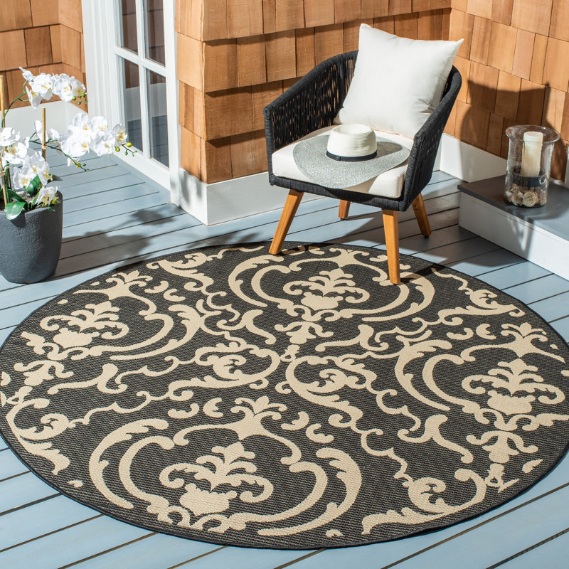 Egmund Performance Oriental Indoor/Outdoor Area Rug, Round 6'7"