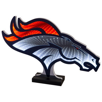 Logo DEL Infinity Broncos de Sporticulture NFL - effet de lumière 3D, affichage en acrylique avec prise UL et support