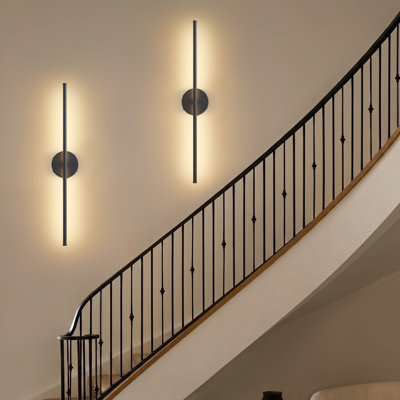 28" Rechargeable Wall Sconces Set of 2 with Remote Control, Dimmable/ 3000K Warm White/ 350° Adjustable Rotation