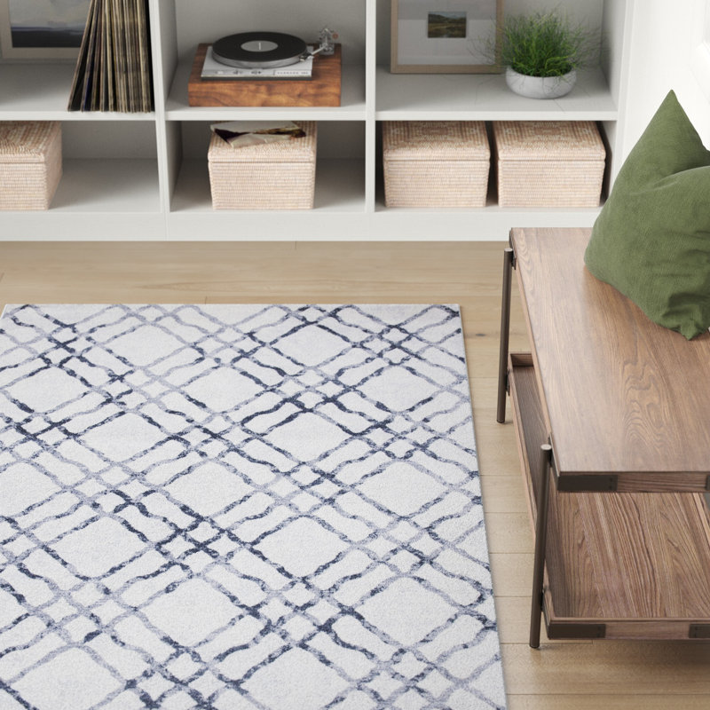 Peaks Geometric Ivory/Gray Area Rug, Rectangle 4' x 6'