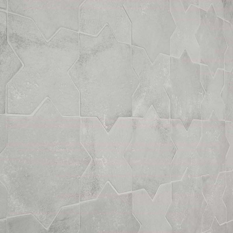 Parma Star and Cross 6" Terracotta Look Porcelain Tile, Gray