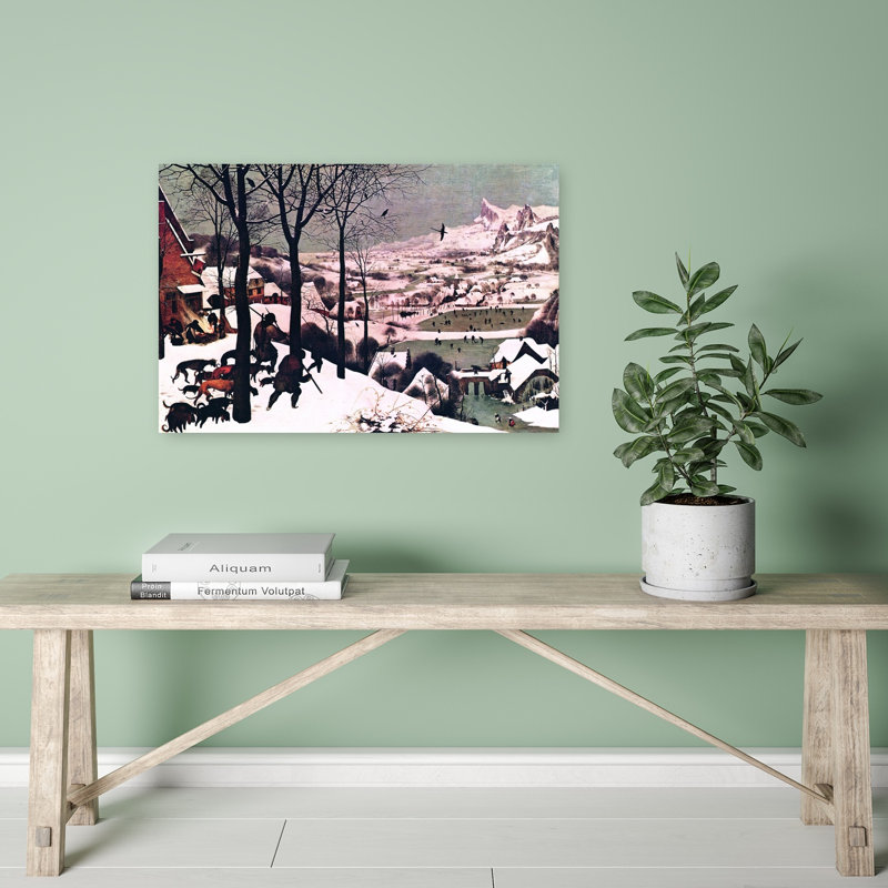Hunters In The Snow Classic Abstract Contemporary Horse Landscape Winter Wall Art Print 1 Piece Wrapped Canvas Wall Art