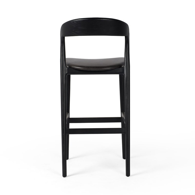 Amare Stool, Bar Stool (30.5" Seat Height), Sonoma Black Genuine Leather/Black