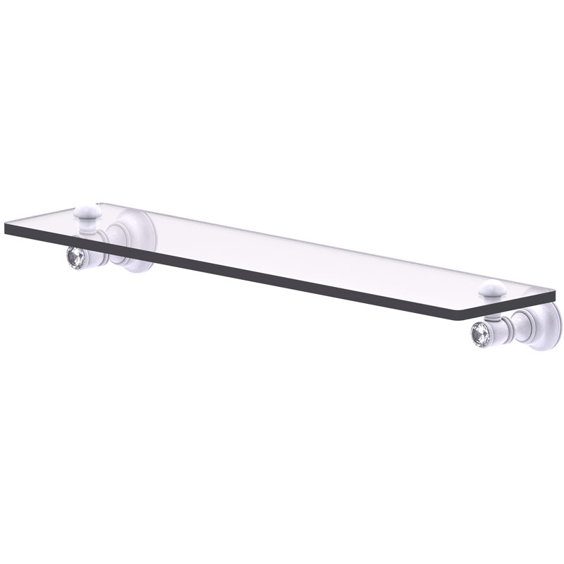 Hertz Glass Bracket Shelf, Matte White, 2.4" H x 22" W x 5.54" D