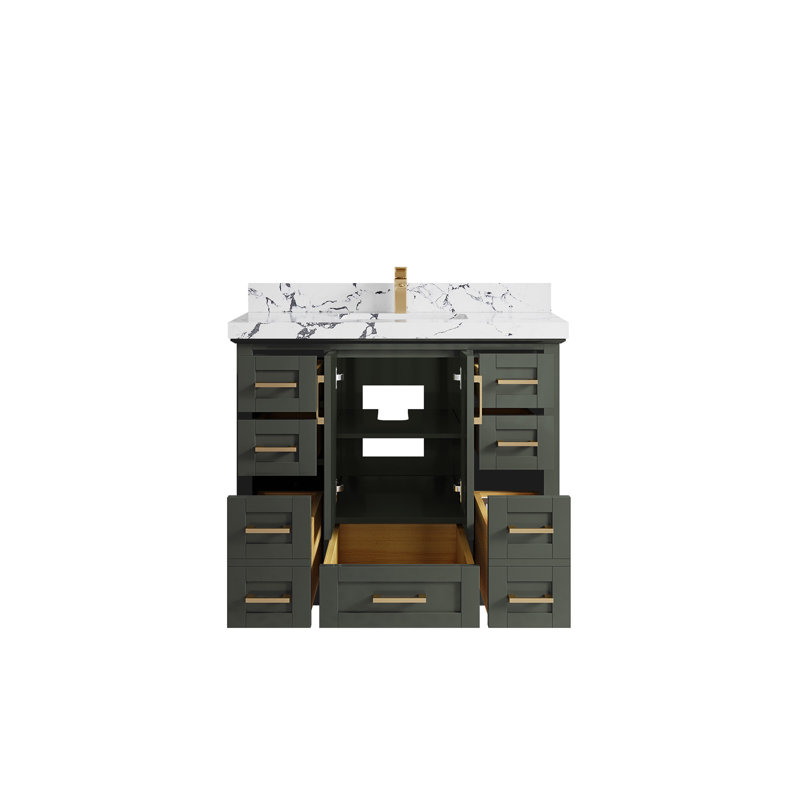 Meuble-lavabo simple 42 po avec plateau en quartz Boston, Quartz nuit Viola