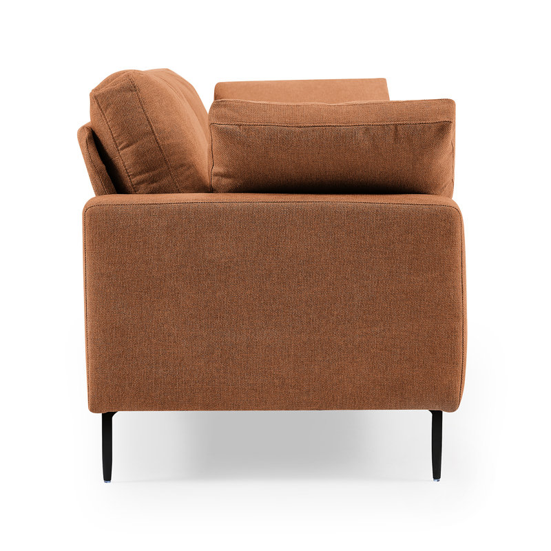 Etta 214.1Cm Velvet Square Arms Sofa, Rust Linen Blend