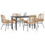 Ensemble repas de patio avec coussins en verre et poly rotin-727446060-727446052-727446107