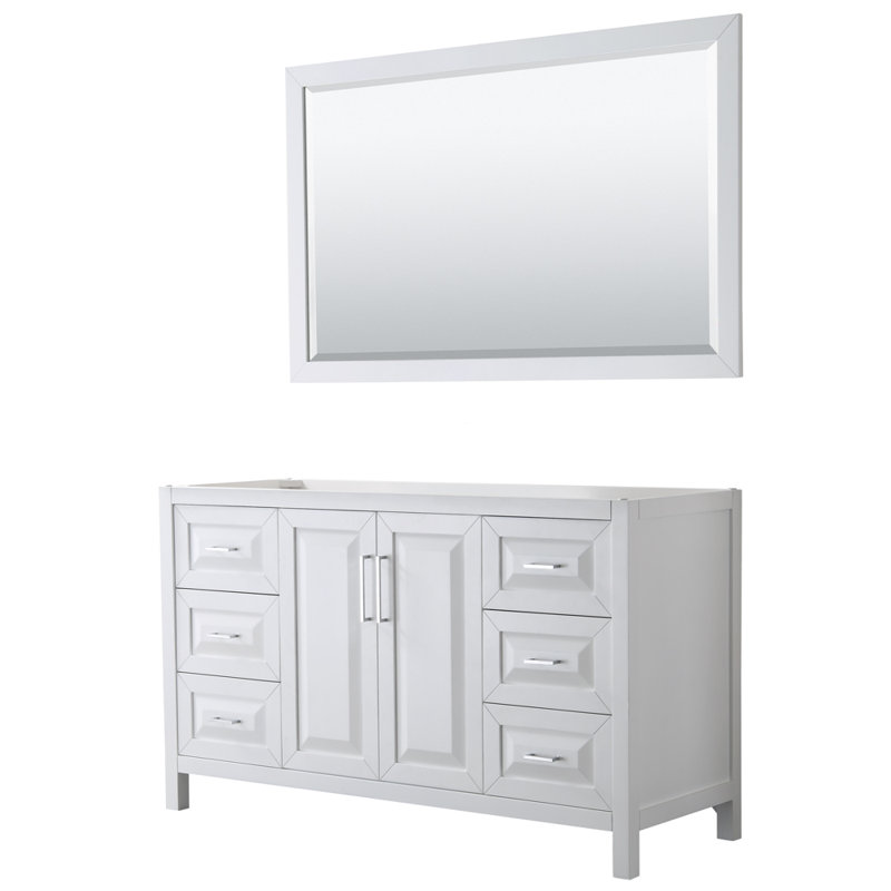 Daria 60'' W Single Vanity, White, White Cultured Marble, Brushed Gold