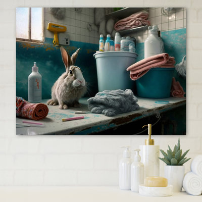 " Funny Rabbit Doing Laundry II "