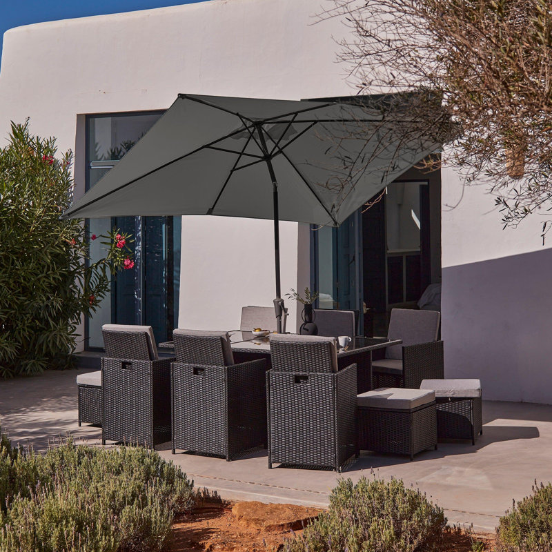 Allexia All Weather Wicker/Rattan 10 - Person with Cushions, Black, Grey