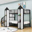 Lit superposé simple en métal avec garde-robe et tablettes de rangement-362058714
