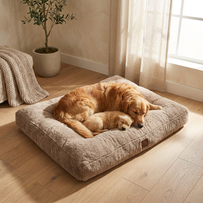 PlushLounge Mink Two-Tone Bolster Lounge Dog Bed