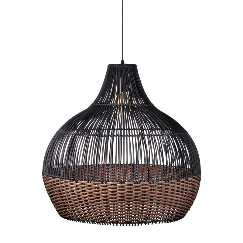 Arlicia 1 - Light Rattan Single Pendant, 15.74" H x 15.74" W x 15.74" D