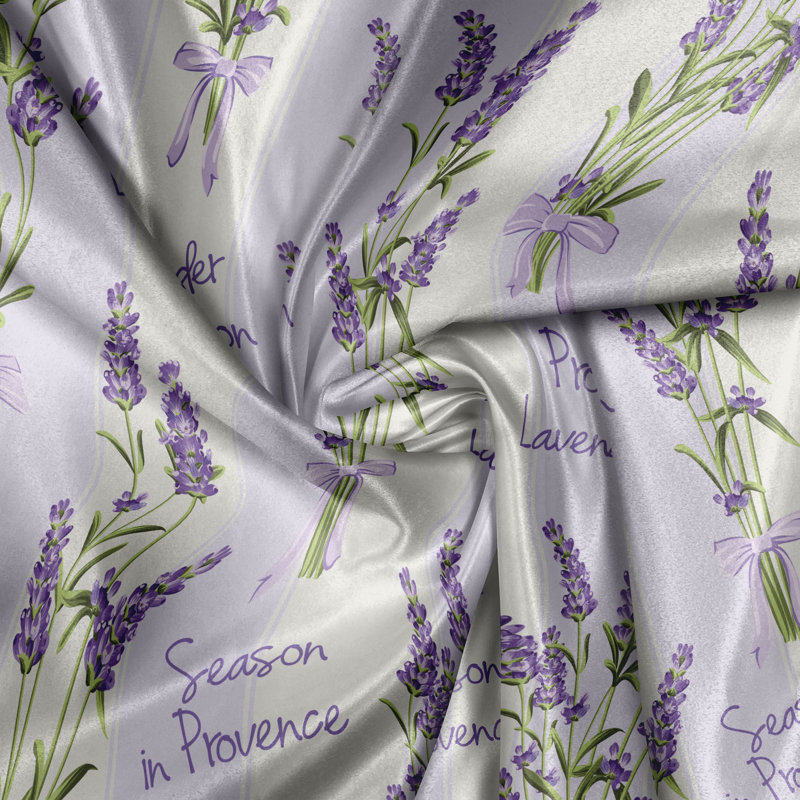 Rustic curtain, stripes and flowers, purple