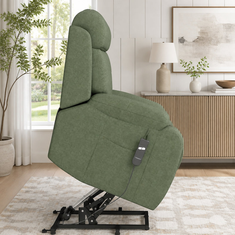 Fauteuil inclinable électrique Power Lift, Snowflake Velvet Fabric, Dark Green