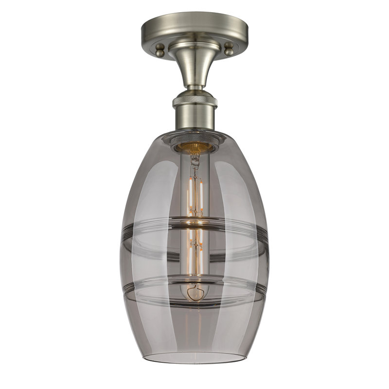 Plafonnier semi-encastré 1 lumière Ballston - Abiagael, Gris fumée clair, H 9,38 po x l 5,88 po x P 5,88 po