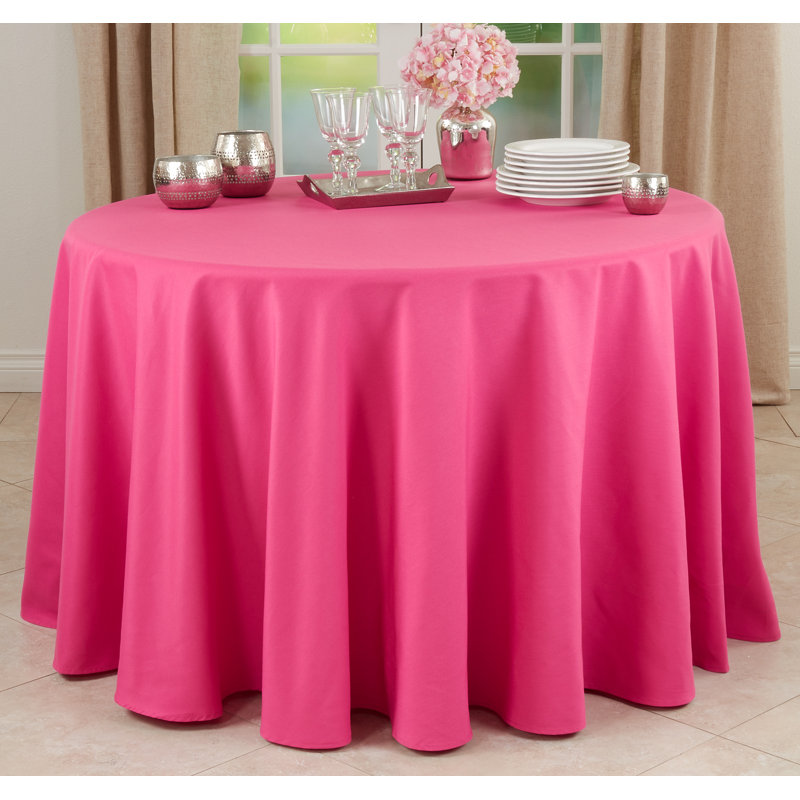 Grace Polyester Round Tablecloth, 72" L x 72" W, Fuchsia